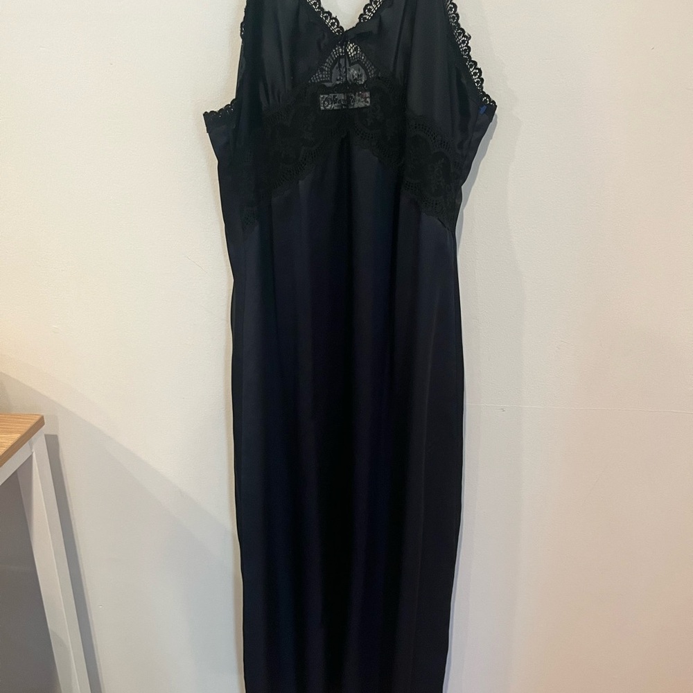 Elegant Black Lace Slip Dress Nightgown Made in USA